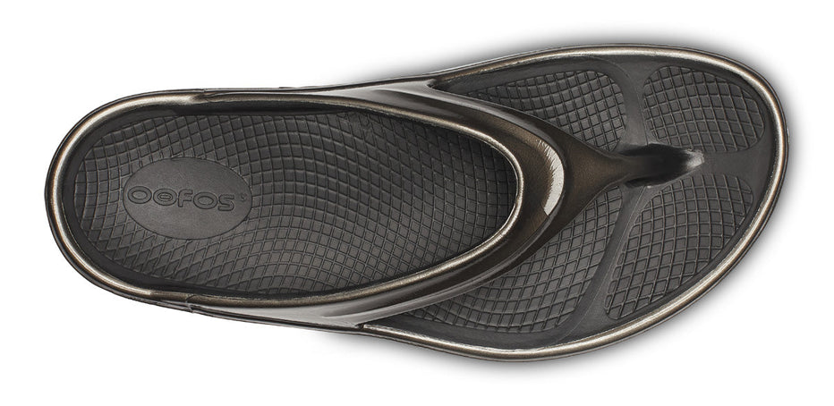 Women's OOmega Luxe Sandal - Titanium Mirror – oofos.international